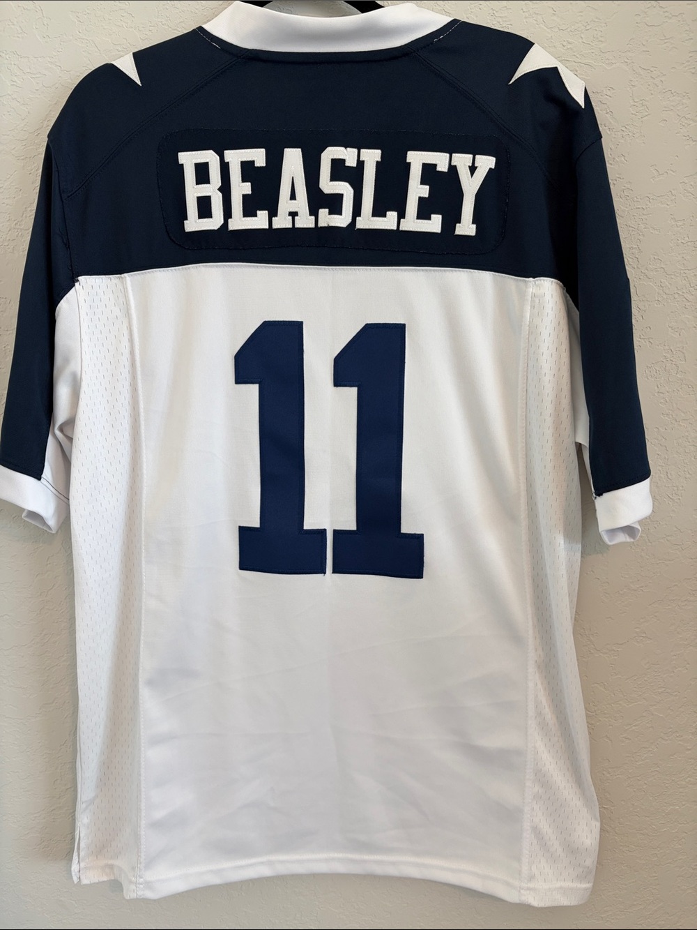 Nike Beasley #11 Navy and White Football Jersey